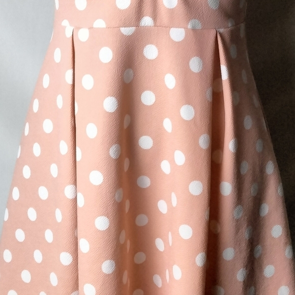 SUMMER A line v neck polka dot peach dress size s 💋 - Picture 8 of 8